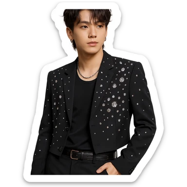 kpop idol star with crystal gems, fashionable sticker