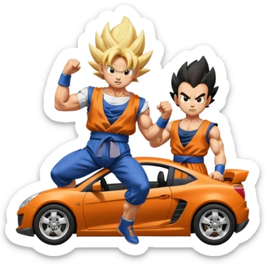 Goku crashes cars throw on Vegeta's head  sticker