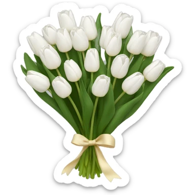 white tulip bouquet  sticker