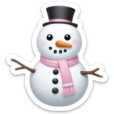 Cute white and light pink snowman sticker