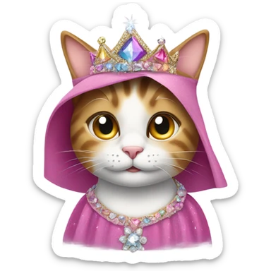 Cat with princess hat sticker