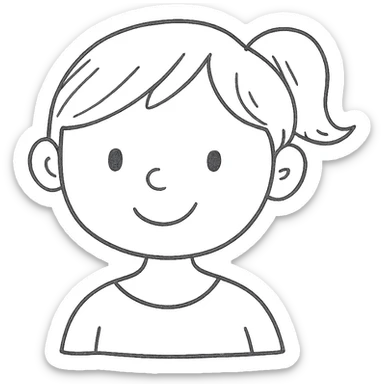 cartoon girl, straightforward design, clear outline, no complex shading, ideal for drawing practice sticker