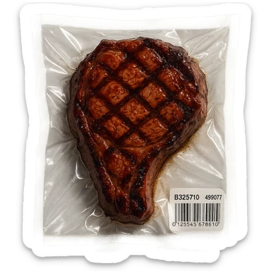 grilled steak, glossy vacuum-sealed style sticker
