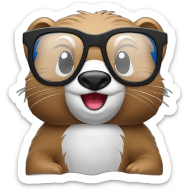 Beaver wearing glasses and black T-shirt with title „Pepsi” print on it sticker