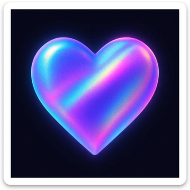 heart with a holographic shimmer, digital illustration sticker