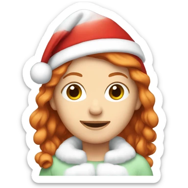 Red haired white girl with a christmas hat on sticker