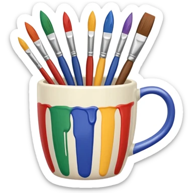 Cup with mixed paintbrushes sticker
