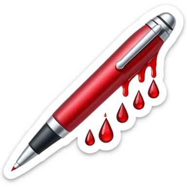 pen with blood drops sticker