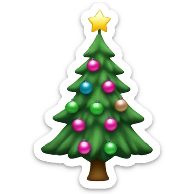 Green Christmas tree with pink balls and lights sticker