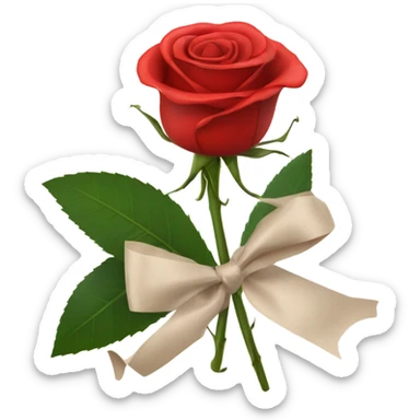1 single Red rose wrapped in tissue paper with a ribbon  sticker