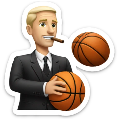 White man coaching basketball in a suit smoking a cigar  sticker