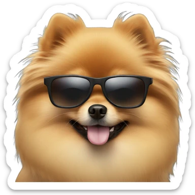Tan Pomeranian with sunglasses sticker