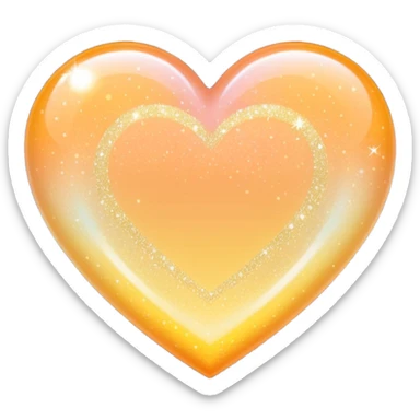 glitter heart with pastel orange to pastel yellow ombre sticker