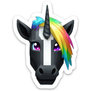 Minecraft Rainbow Black Unicorn Head With Diamond Horn sticker