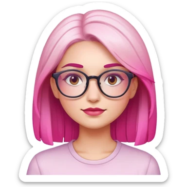 woman with gradient hair from dark to pink with glasses sticker