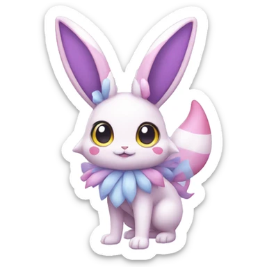 purple Kawaii Sylveon-Bunny-Pokémon full body sticker