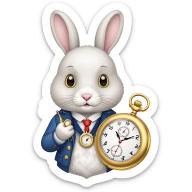 Rabbit holding watch meme sticker