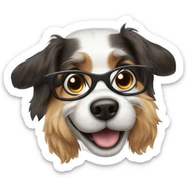 Dog with glasses flying sticker