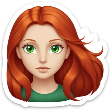 Girl with long red hair and green eyes  sticker