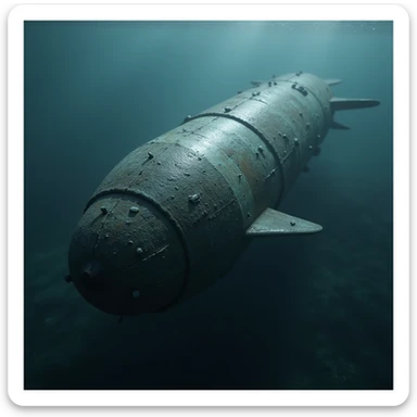 torpedo, detailed texture, realistic lighting, above water scene sticker
