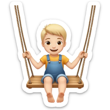 child swinging on a swing, joyful expression sticker