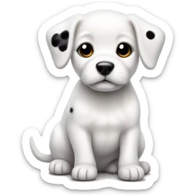 small white puppy with little black spots. sticker