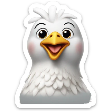 white whole happy chicken emoji sticker