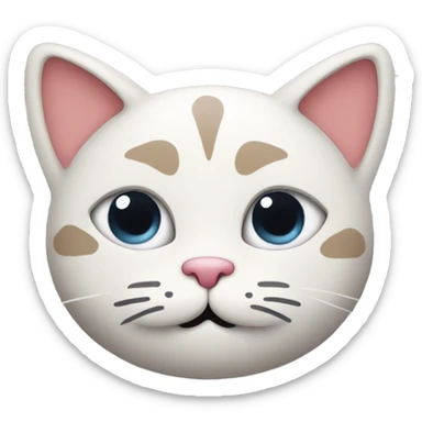 Cat with big hearts in place of eyes with a soft smile. Minimalist style sticker