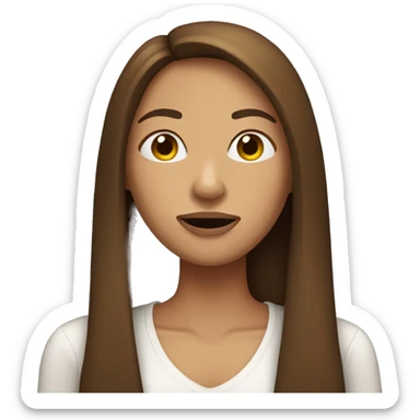 Emoji brown-haired woman with long straight hair with her index in front of her mouth,  sticker