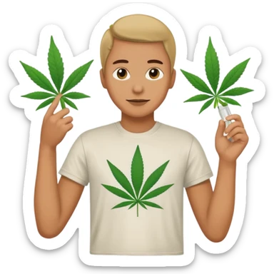 dealer with cannabis on a hand sticker