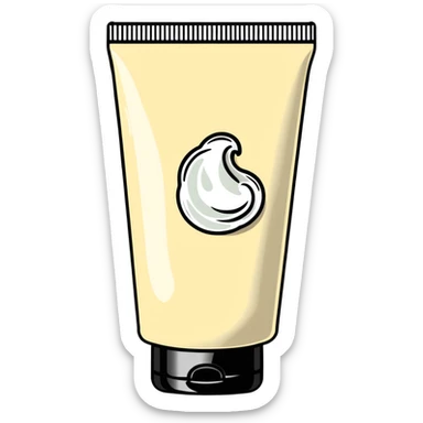 used tube of hand cream, bent in the middle, cap on, a bit of cream at the opening sticker