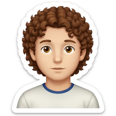 Boy with brown curly hair and brown eyes sticker