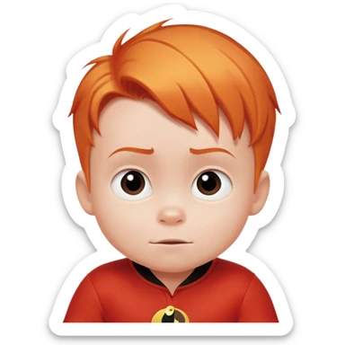 baby Jack Jack from The Incredibles with orange hair in red onesie sticker