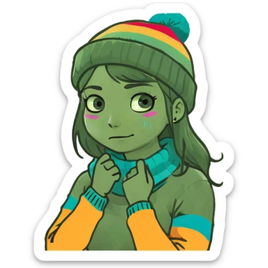 arms crossed holding neck crying girl sticker