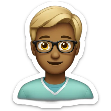 A male high school student wearing glasses  sticker