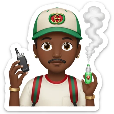 A Boy with gucci cap, goatee, gucci fanny pack, and vape in his Hand  sticker