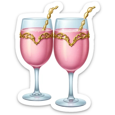 pink champagne rococo glasses cheers sticker