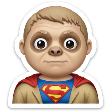 Sloth from The Goonies movie character with misshapen face and superman shirt sticker