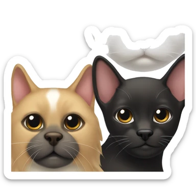 white cat next to sable spitz and black petit brabancon sticker
