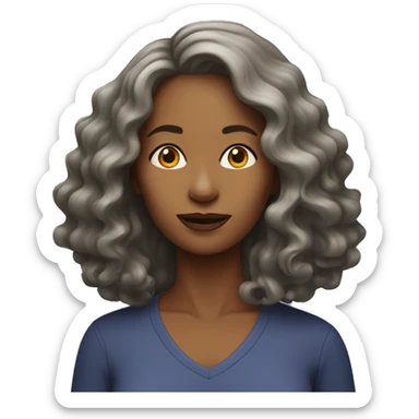 midlife woman with shoulder length wavy hair sticker