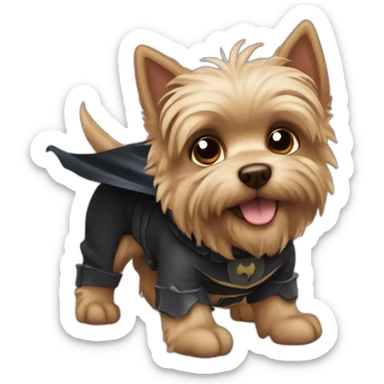 Dog male puppie Yorkshire with Batman Costume sticker