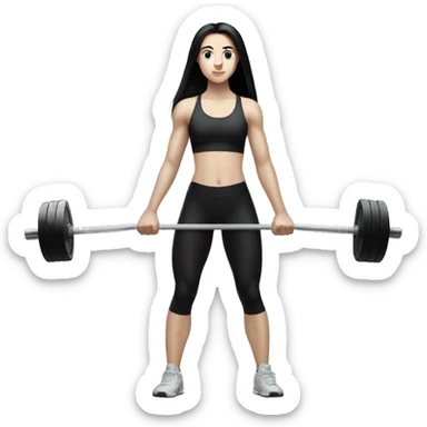 Pale girl with long black hair deadlift sticker