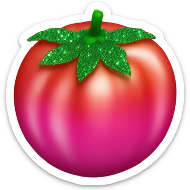 Entire Hot pink ombre tomato with glitter and green stem sticker