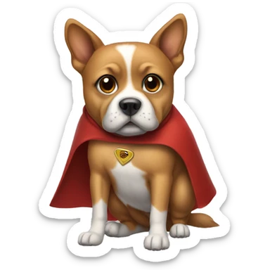 A dog with a cape on him butt sticker