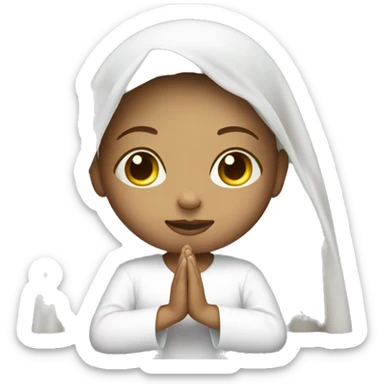 Light skin girl praying with white veil  sticker