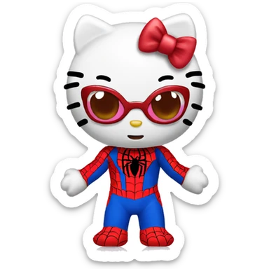 Hello kitty in a spiderman costume  sticker