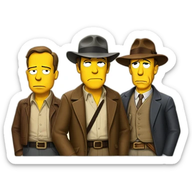 Humphrey bogart talking with Indiana jones and Homer Simpson sticker