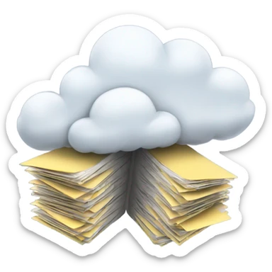 A cloud with folders and files flying in and out of it. sticker