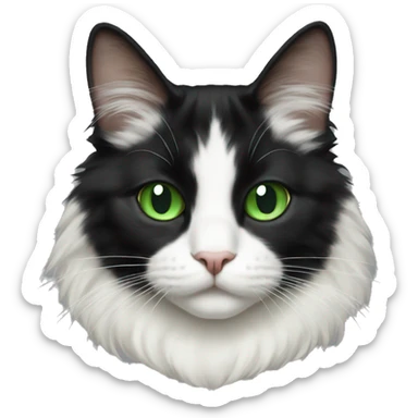 long hair tuxedo cat with green eyes sticker