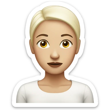 very very sad bald woman with light skin sticker